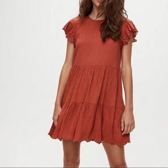 Wilfred Dresses & Skirts - Wilfred Aritzia Le Boheme Sidonie Dress XXS Terra cotta Mini Flowy Summer Dress